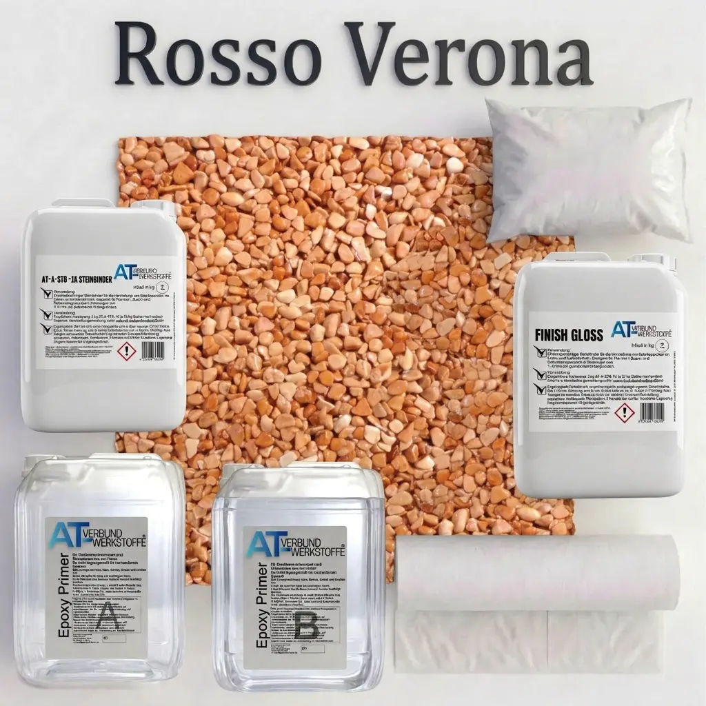 Steinteppich Profi-Set Vlies | Rosso Verona | 2,5m² Steinteppich Profi-Set Vlies | Rosso Verona | 2,5m²