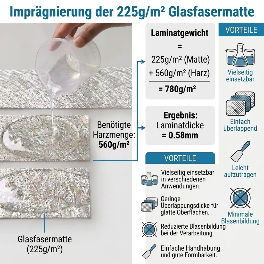 Glasfasermatte 225g/m² pulvergebunden 