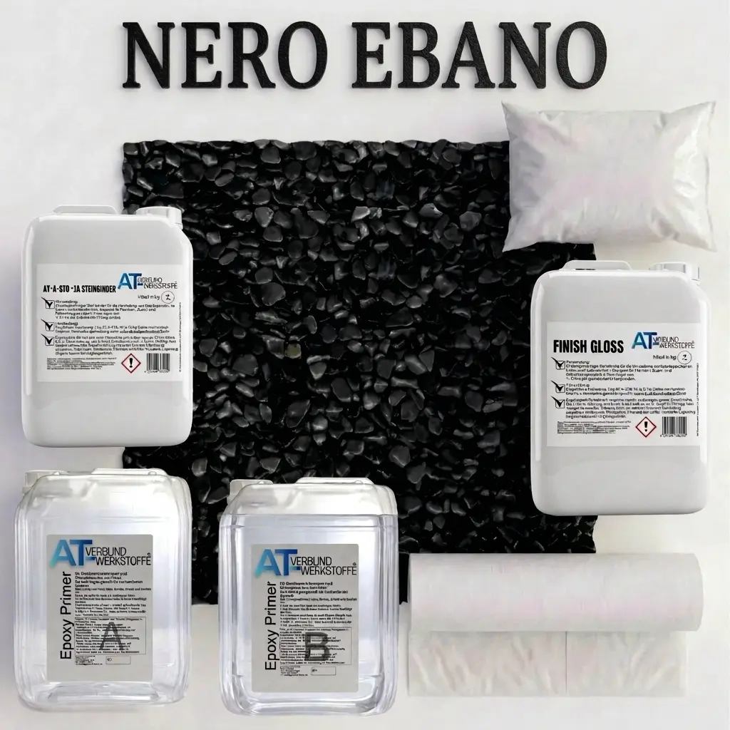 Steinteppich Profi-Set Vlies | Nero Ebano | 2,5m² Steinteppich Profi-Set Vlies | Nero Ebano | 2,5m²
