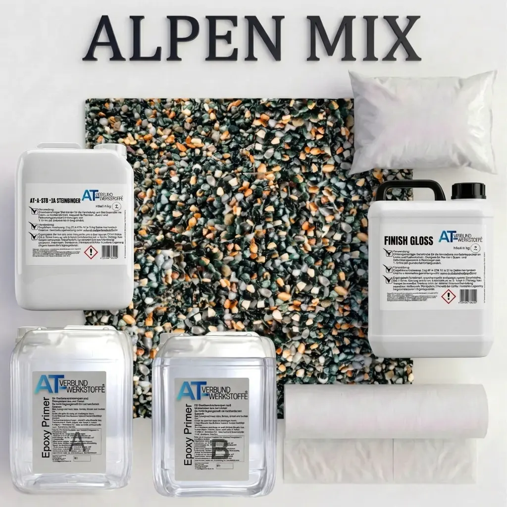 Steinteppich Profi-Set Vlies | Alpen Mix | 2,5m²