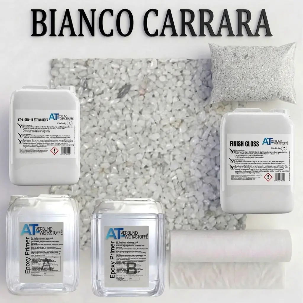 Steinteppich Profi-Set Vlies | Bianco Carrara | 2,5m² Steinteppich Profi-Set Vlies | Bianco Carrara | 2,5m²
