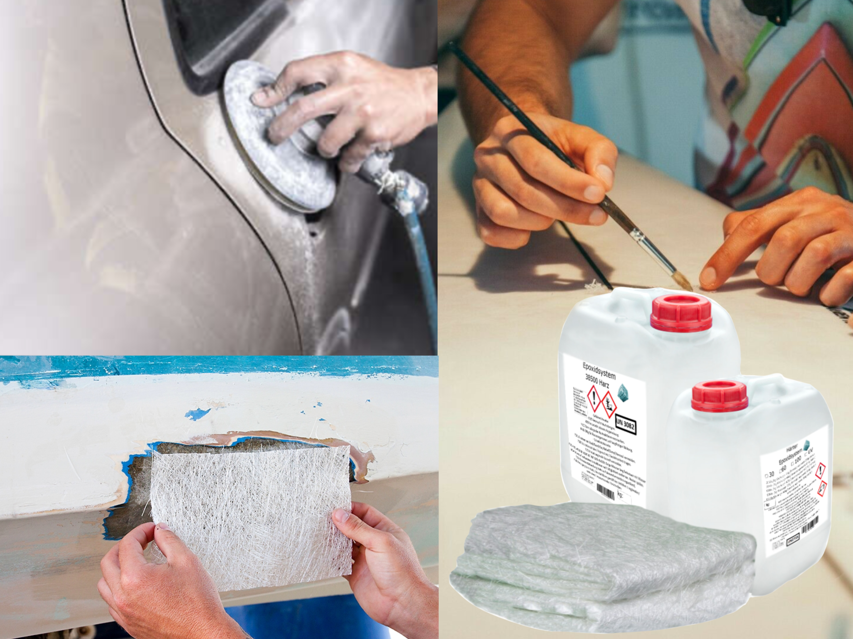 GFK-Set: 2 kg Epoxidharz + Glasfasermatte 300 g/m² EP GFK-Set: 2 kg Epoxidharz + Glasfasermatte 300 g/m² EP