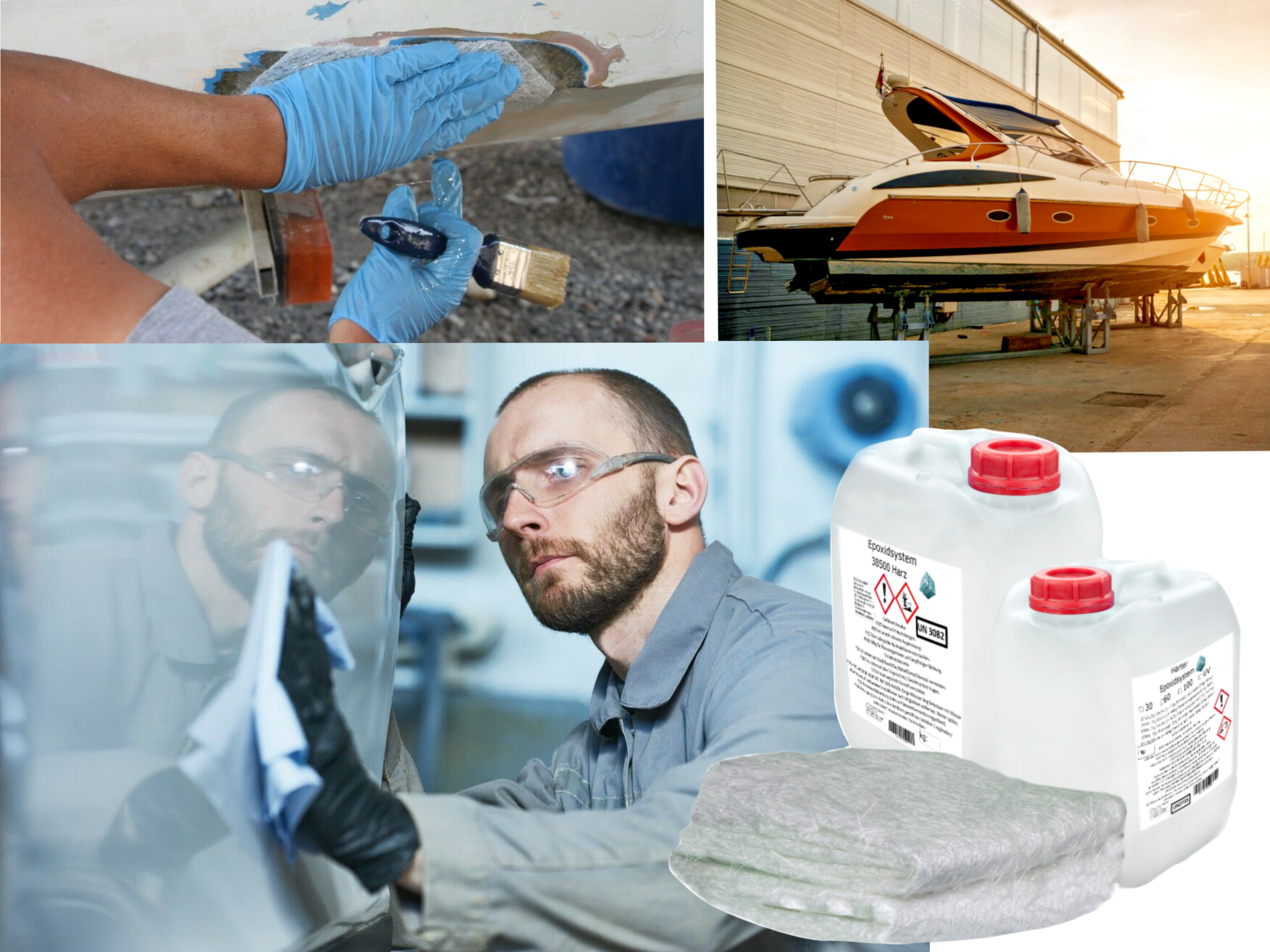 GFK-Set: 3 kg Epoxidharz + Glasfasermatte 300 g/m² EP GFK-Set: 3 kg Epoxidharz + Glasfasermatte 300 g/m² EP