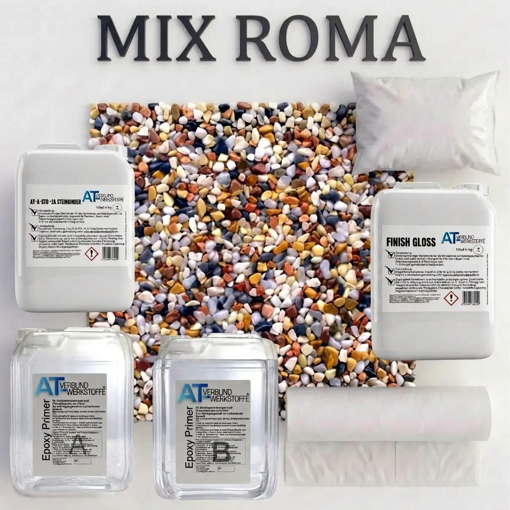 Steinteppich Profi-Set Vlies | Mix Roma | 2,5m² Steinteppich Profi-Set Vlies | Mix Roma | 2,5m²
