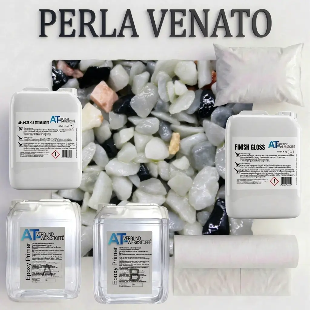 Steinteppich Profi-Set Vlies | Perla Venato | 2,5m²
