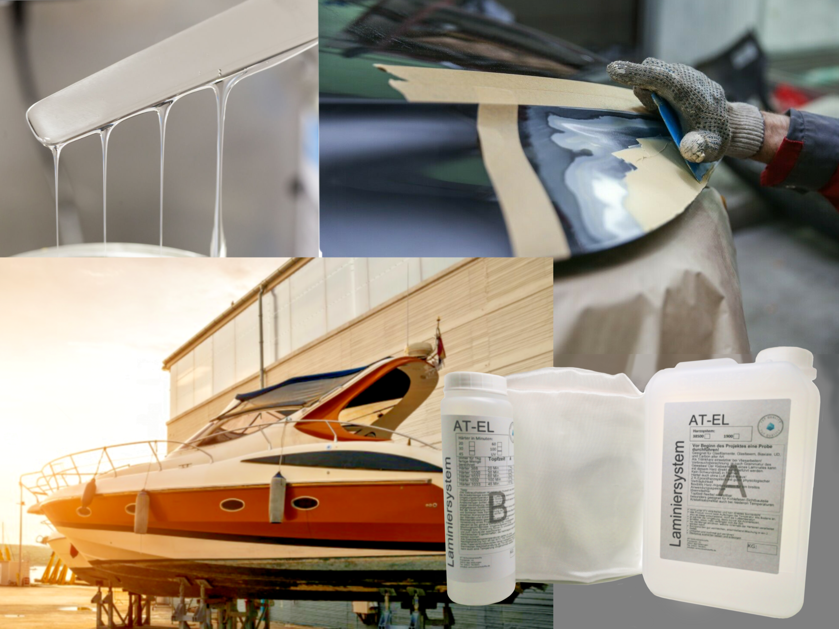 GFK-Set: 3kg Epoxidharz + 4m² Glasfilamentgewebe 160g/m² GFK-Set: 3kg Epoxidharz + 4m² Glasfilamentgewebe 160g/m²