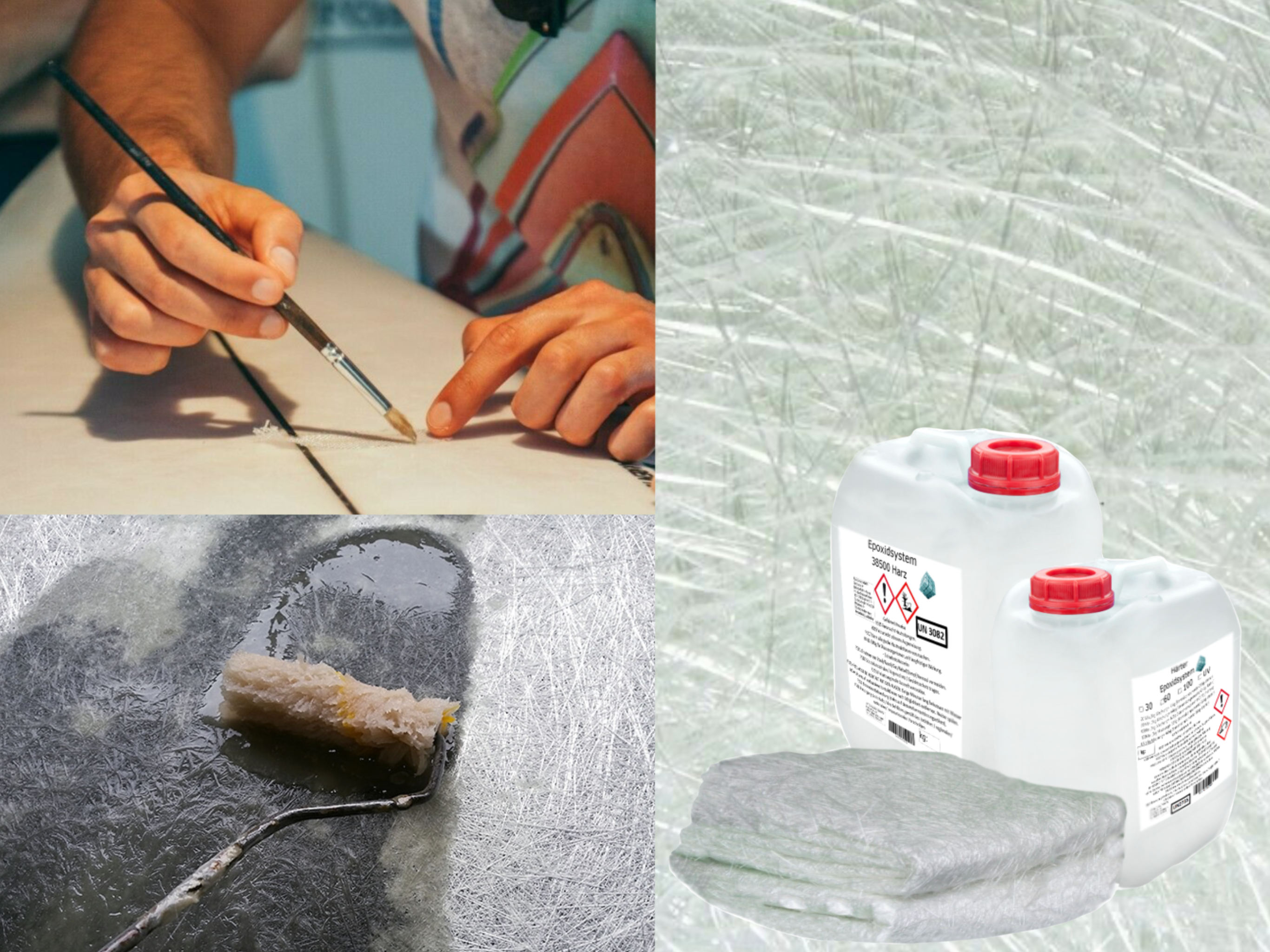 GFK-Set: 2 kg Epoxidharz + Glasfasermatte 225 g/m² GFK-Set: 2 kg Epoxidharz + Glasfasermatte 225 g/m²