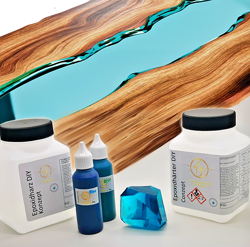 DIY Set LAGUNA - 1,5kg Epoxidharz + Farbset Türkis 