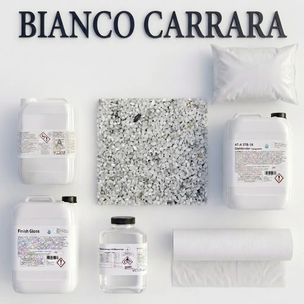  PRO | Steinteppichset| Vlies 1m² in Bianco Carrara
