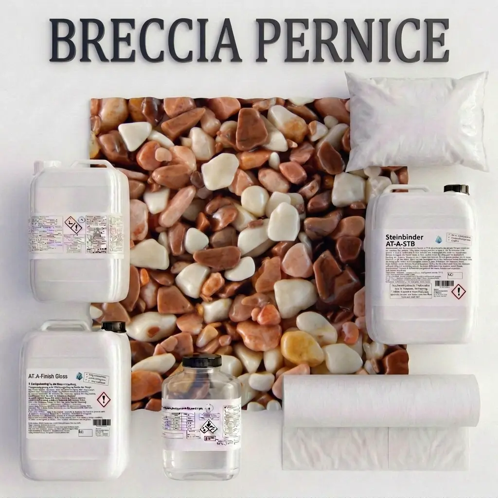  PRO | Steinteppichset| Vlies 1m² in Breccia Pernice